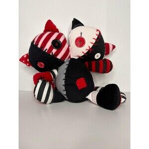 VHTF Emily the Strange Rags and Stitches 2-Headed Cat 3-Legged Plush Button Eyes